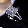 Роскошное Женское Обручальное Кольцо с Белым Камнем Циркон Винтажное Серебристого Цвета Свадебное Для Женщин