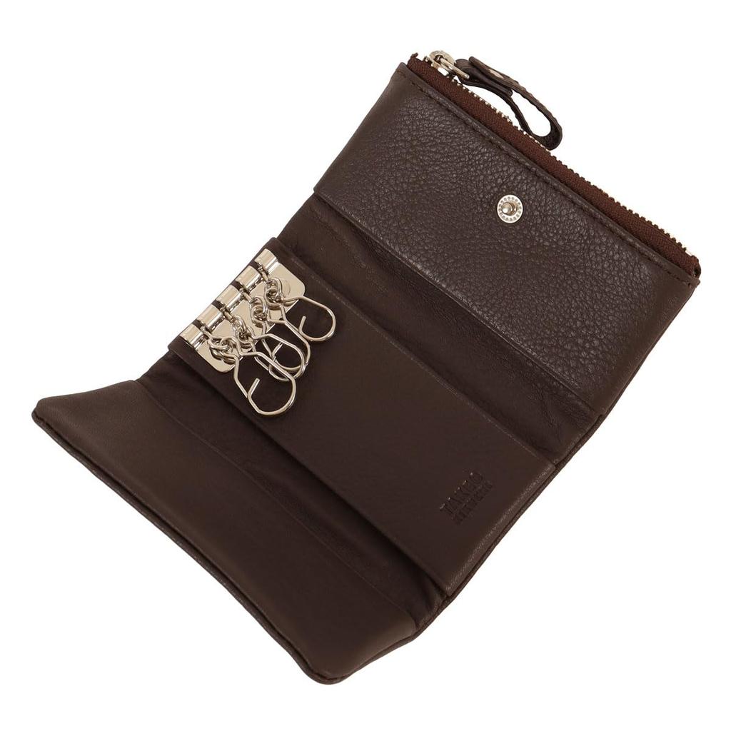 Ключница 4 ряда Натуральная кожа Кошелек для монет Ридинг Шоколадный [Takeokikuchi] Мужская TKW-00241 [12]