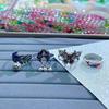 S925 Sterling Silver Cloisonné Enamel Blue Women's Ethnic Tassel Ring