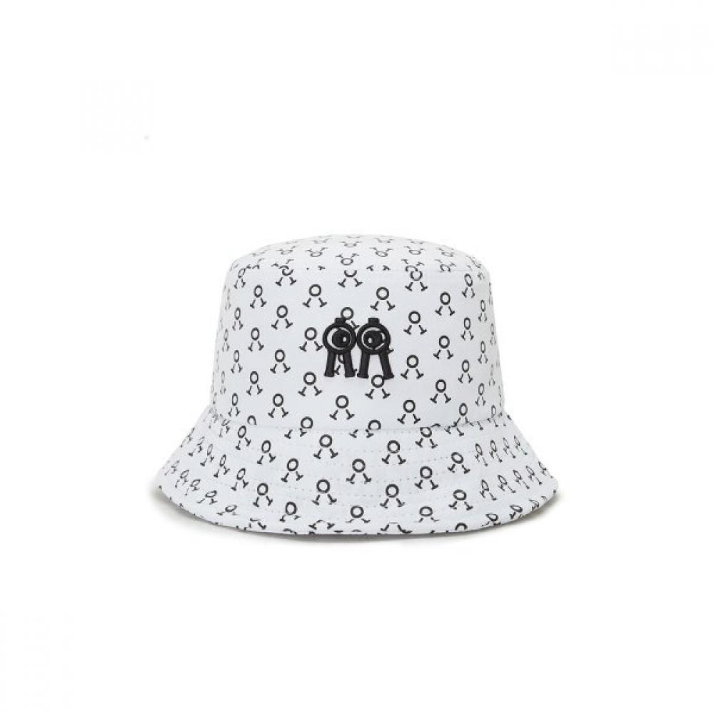 Rolling Rollie Waterproof Bucket Hat White Black Logo Pattern