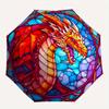 Stained Dragon Wall Art: Vibrant Fantasy DecorUmbrella, Portable 3-Fold Compact Umbrella,Christmas Gift ES513