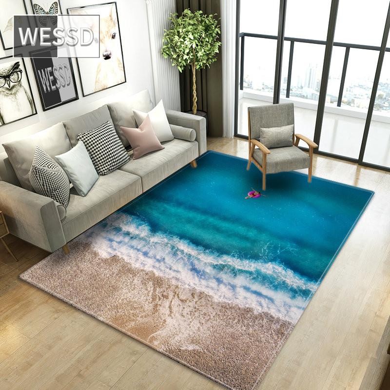 Морские волны, пляжный 3D ковер для гостиной, журнальный столик, ковер, фланелевая губка, ковер для ванной комнаты, ковер для зала, прикроватный коврик для пола в спальне