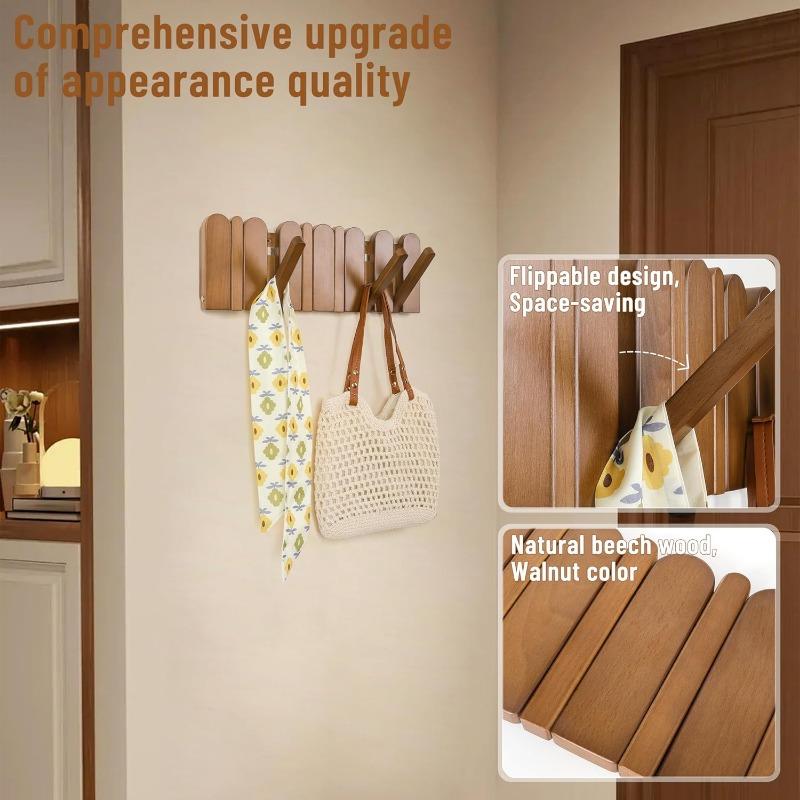 Wall Coat Rack for Entryway,Wooden Modern Heavy Duty Retractable Wall Mounted for Hallway Bathroom Bedroom for Hanging Jacket Towel Backpack Bag