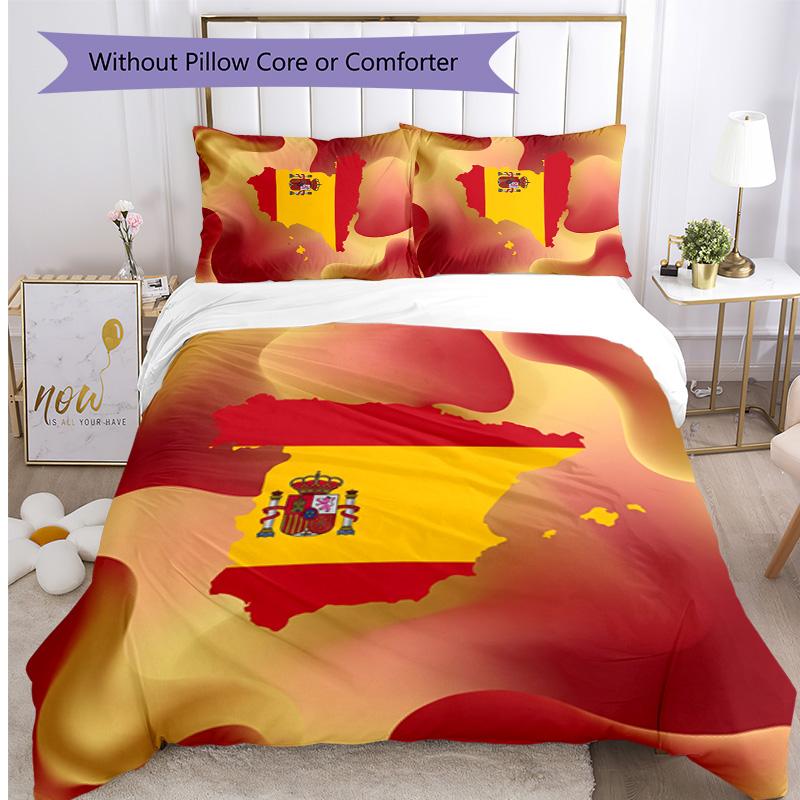 Spain football Printed Bedding 3 Piece Set Cozy Breathable Bed Cover Set as Housewarming Holiday Gift