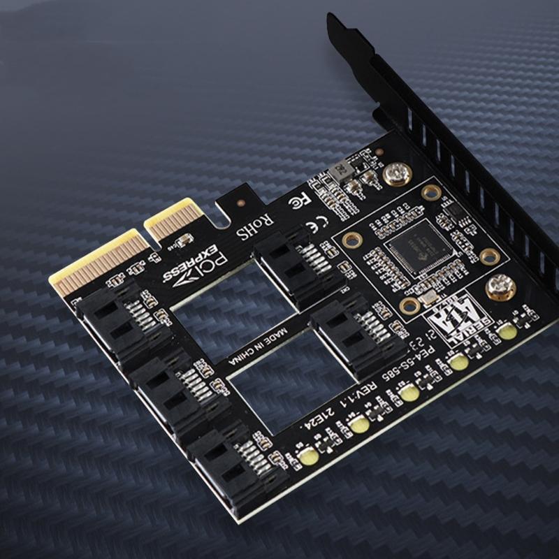 PCI-E 4X to  3.0 pansion Card 5 Full Speed Ports 6Gbps Transfer pansion Hard Drive for Win7 / 8/10 / Linux