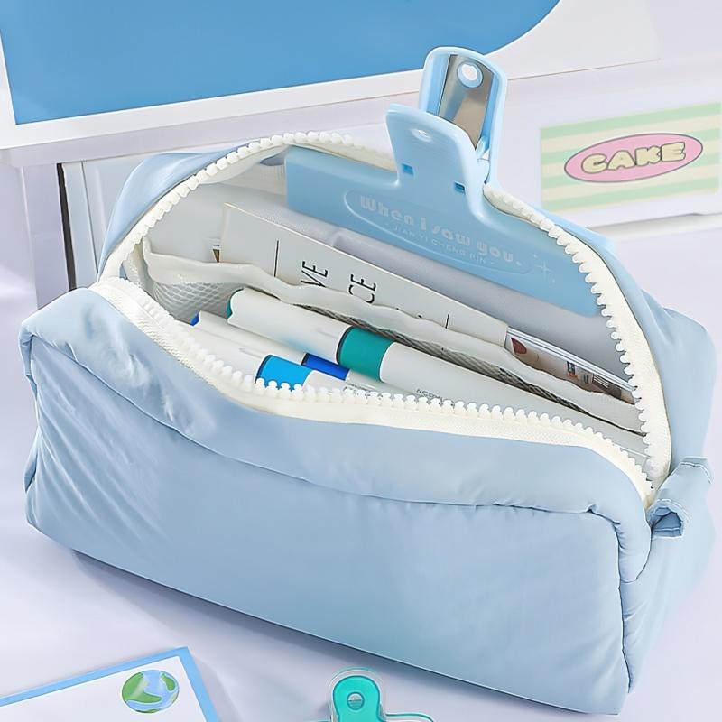 1 шт. Пенал-косметичка с принтом «Поцелуй», Сумка для ручек, Милый мультяшный пес и кот, Простой дизайн, Большая вместимость, Мешочек для хранения в японском стиле