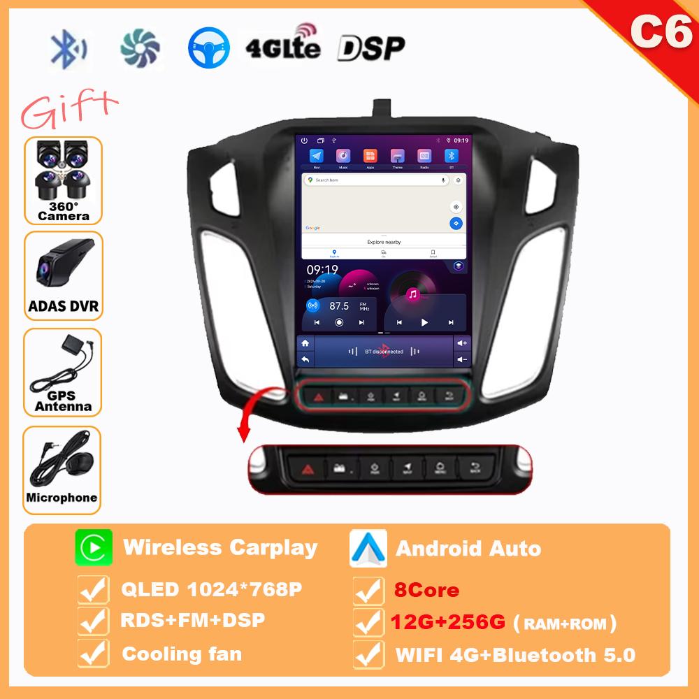 Tkwyn3 9,7-дюймовая Android 16 автомагнитола для Ford Focus 3 Mk 3 2011 - 2019 Мультимедийный видеоплеер Carplay Auto 2Din Стерео DVD 8-ядерный процессор