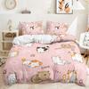 Three-Piece Small Animal Illustration Cat Hedgehog Quilt Set Two-Piece Bedding Set