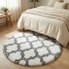 Dywan okrągły do salonu shaggy DECOR antypoślizgowy miękki puszysty 140x140 White Lantern