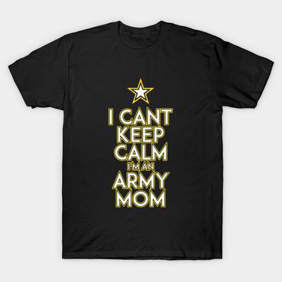 Мужская черная футболка с принтом Очень большая футболка keep-calmarmy-mom-t-shirt Печать на термотрансферной бумаге без обрезки Хлопковая футболка