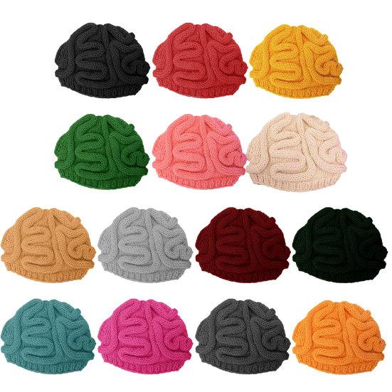 Шляпа-бини с вязаным рисунком в стиле 'Spoof Horror Brain', смешная теплая шапка, головной убор для вечеринки, реквизит для фотосъемки