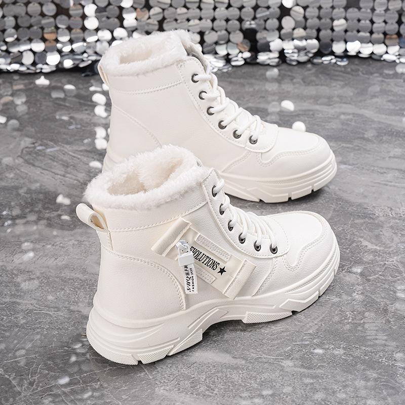Large size 2026 high-top fashion velvet warm women's autumn and winter new thickened cotton shoes Martin boots