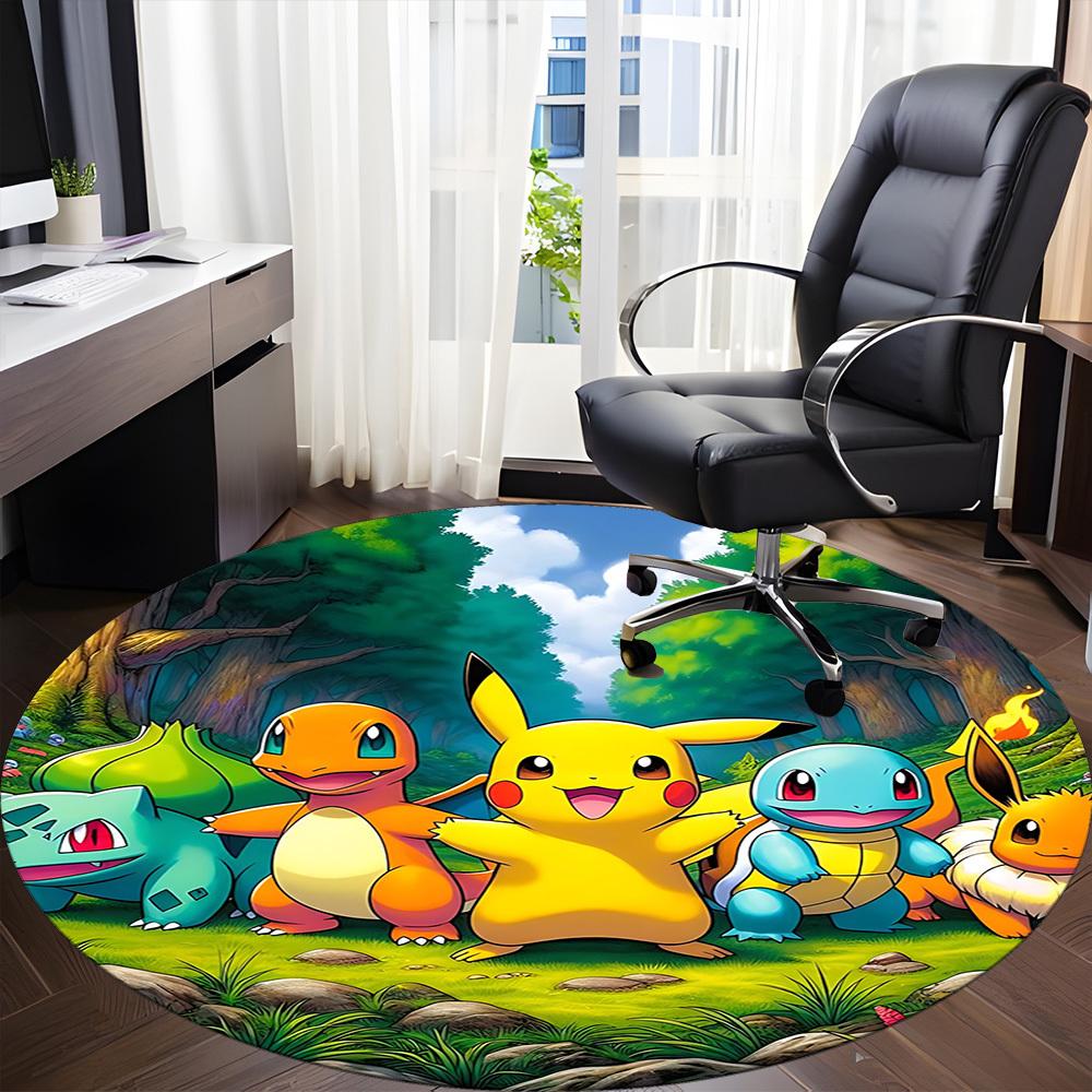 1 шт. Ковер-сиденье Pokemon Pikachu для офиса, нескользящий, мягкий и удобный, ковер для офиса, игр, легкий круглый коврик для пола yy251021044