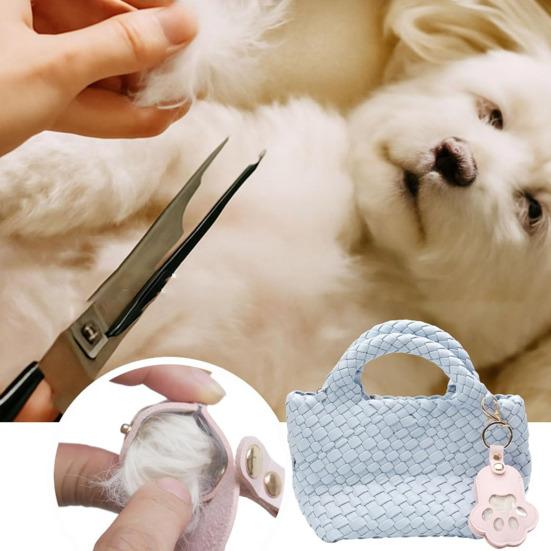 Pet Memorial Keychain Pendant Dog Cat Claw Design Faux Leather Pet Hair Memorial Keychain Pet Accessory