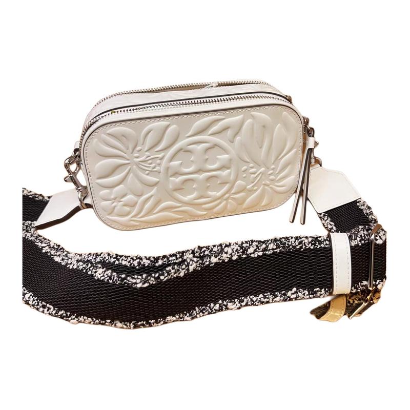 TORY BURCH Miller Flower Embossed Adjustable Detachable Shoulder Strap Leather Shoulder Bag Regular Mini Women's White 163365-100