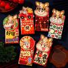 6pcs Traditional 2026 Horse Year Red Envelope Cartoon Red Packet Lucky Money Pouch  Wedding Event