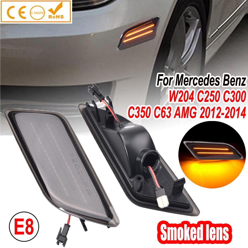 For Benz W204 C-Class 2012 2013 2014 C250 C300 C350 C63 AMG Base Sedan Front Amber Led Fender Side Marker Lights