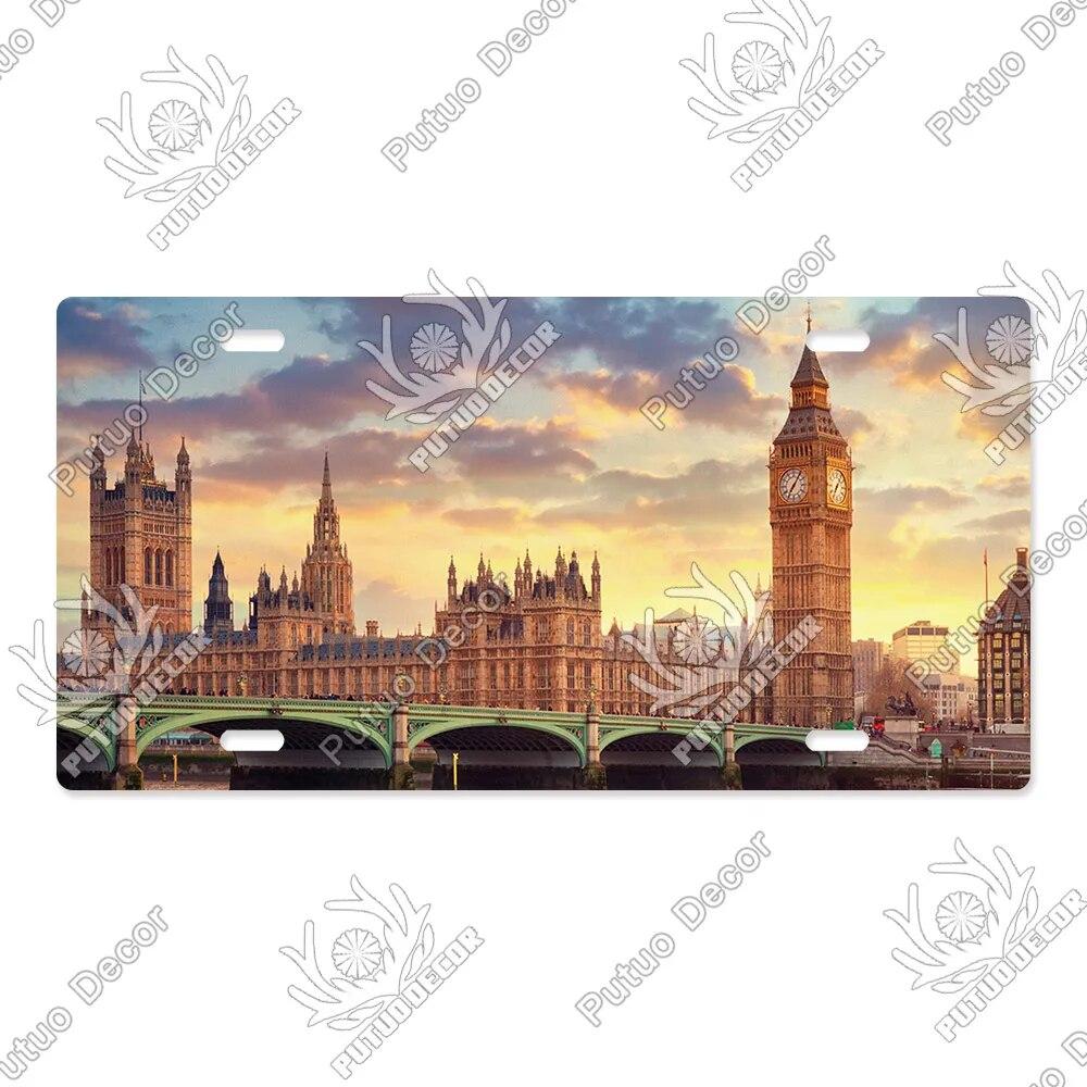 Putuo Decor Bridge Licenses Plate Metal Sign Plaque Metal Vintage Decoration for Living Room Door Beach House Home Wall Decor