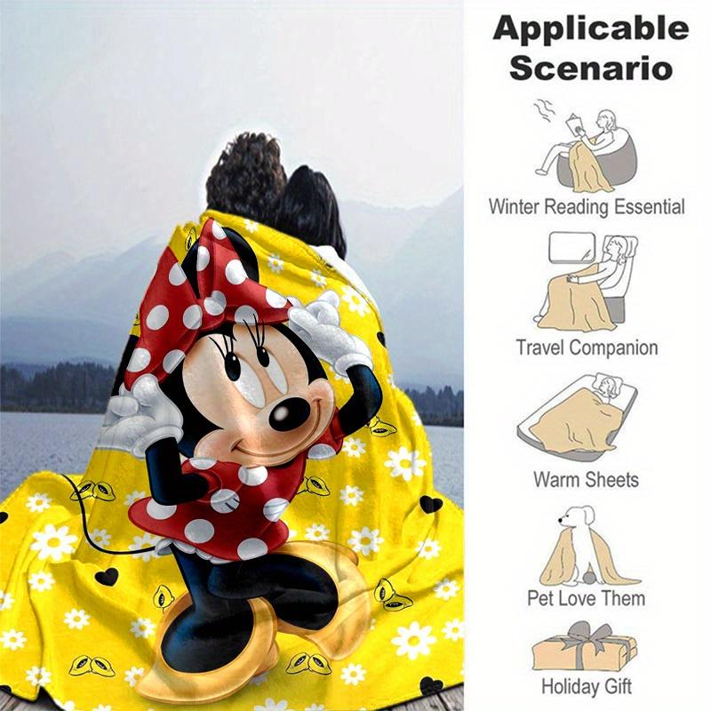 1PC Cartoon Minnie Mouse Blanket, Seasonal Universal, Home Decoration, Throw, Soft Flannel Throw Blanket, Versatile & Cozy for Bedroom, Livi