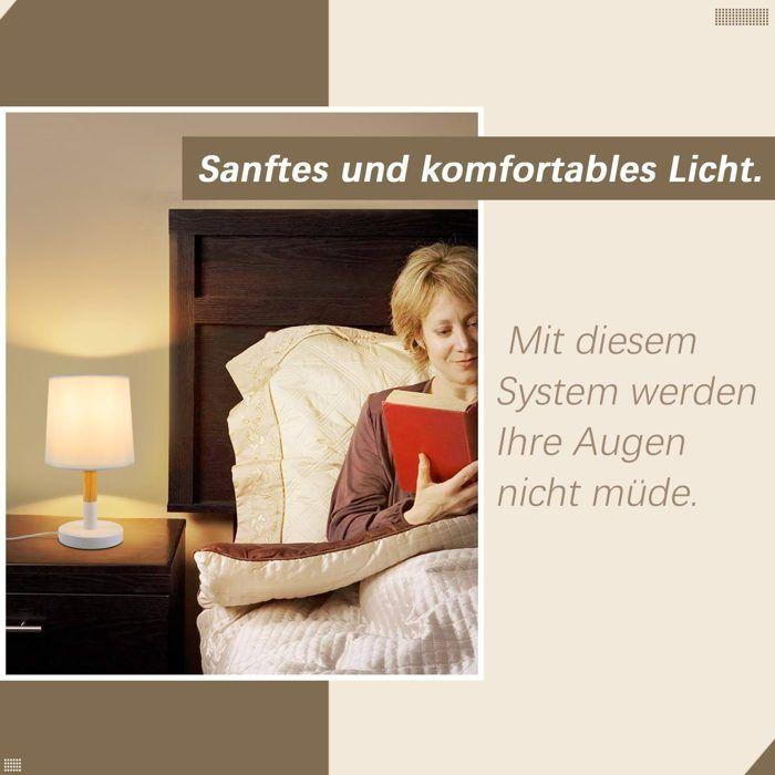 Lampe de chevet - NETTLIFE - E27 - Lot de 2 - Bois massif - Style scandinave