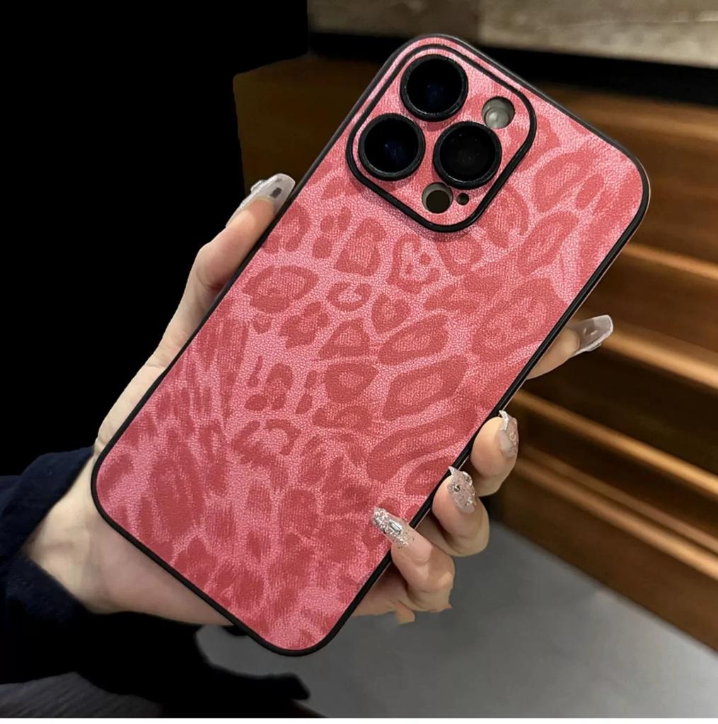 Роскошный кожаный чехол для телефона с ярким леопардовым принтом для iPhone 16 15 14 Plus 13 12 11 Pro Max Мягкий бампер Матовый противоударный чехол