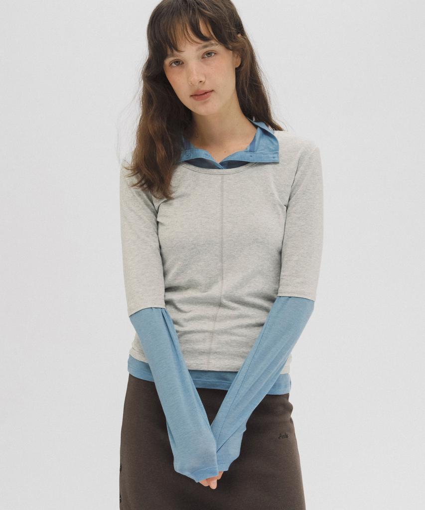 ANDNEEDS Bien 3/4 Sleeve Tee (Melange Gray)