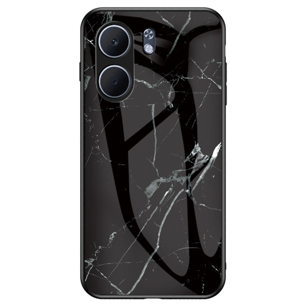 For Oppo A5x 4G/5G Case Marble Pattern Tempered Glass+PC+TPU Protective Phone Cover