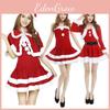 Рождественский костюм Санта-Клауса для взрослых, женский, красное плюшевое платье