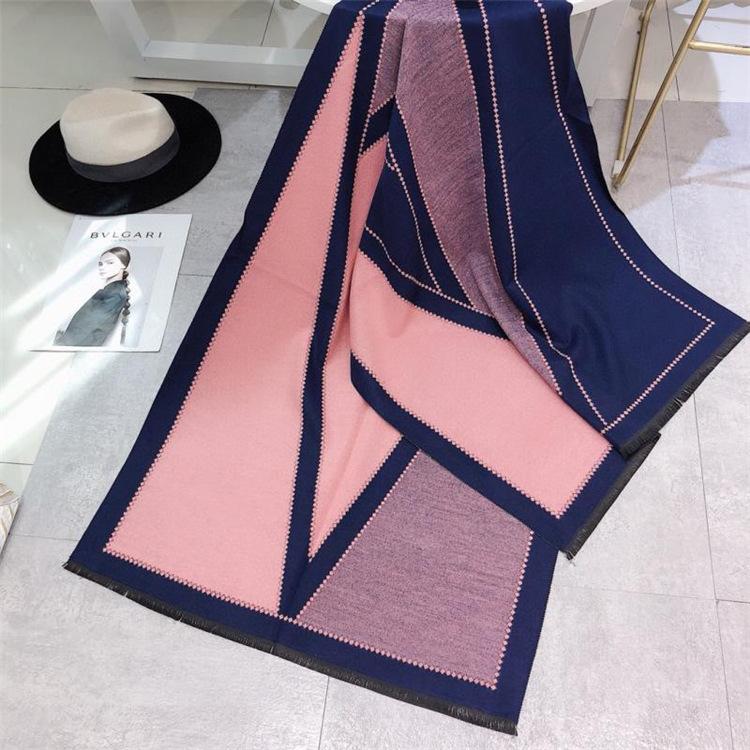 2024 Autumn/Winter New Thickened Warm Double Sided Two Tone Tassel Imitation Cashmere Scarf, High Grade Shawl Neck