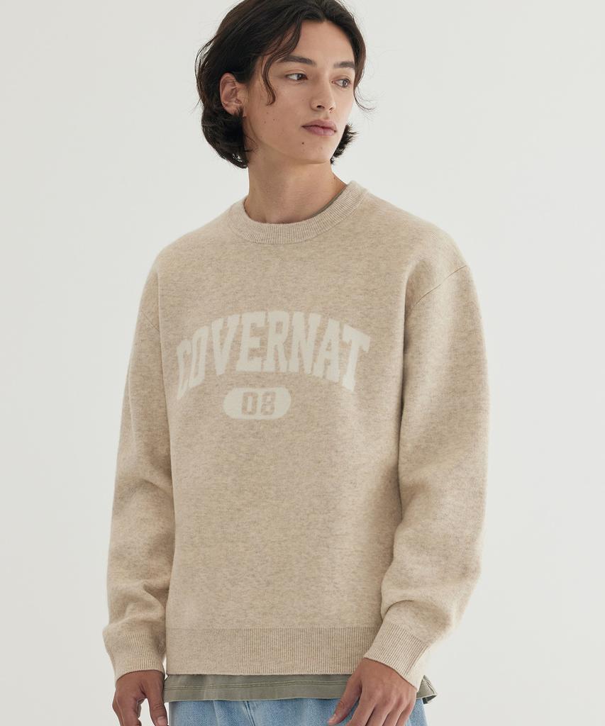 COVERNAT Center Arch Logo Knit Beige