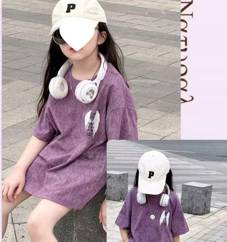 Трендовая футболка с коротким рукавом в уличном стиле для девочек 2025