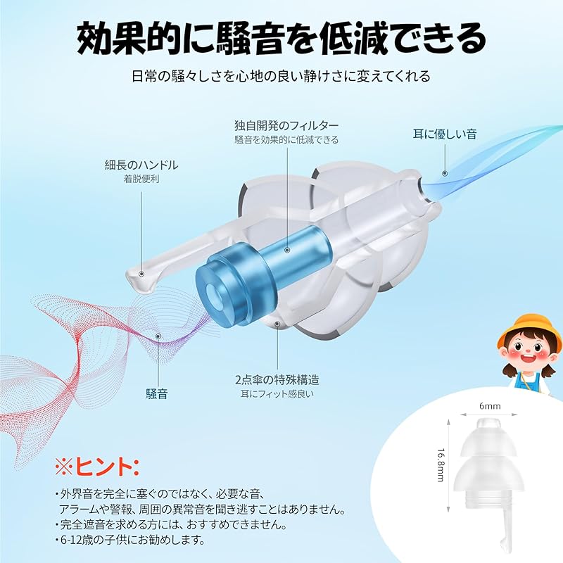 Quietide Earplugs for Children (6 ~12 Years Old) Earplugs for Live Concerts Child Can Be Used In Loud Places Such As Concerts, Festivals, Airplanes,