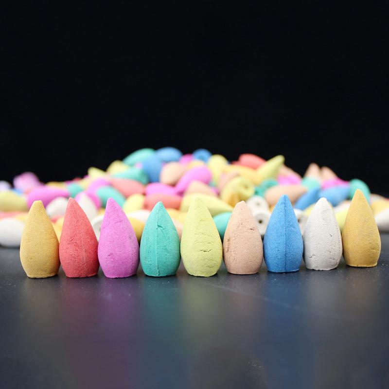 60Pcs Natural Tower Incense Sandalwood Air Purifying Backflow Incense Cones