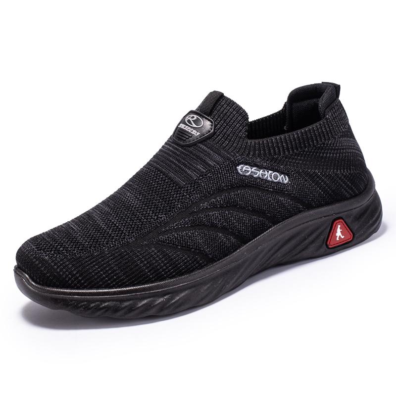 Весенне-осенние новые мужские туфли на одной педали, кроссовки для папы, мужские повседневные спортивные туфли из летящей тканой сетки, обувь для ходьбы для мужчин среднего и пожилого возраста