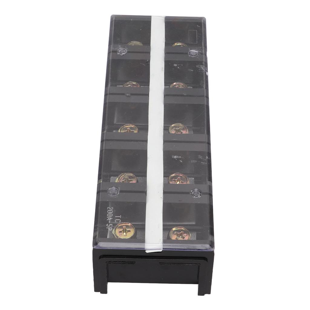 Terminal Strip Dual Row High Current Screw Terminal Block with PC Cover for Lighting Power Distribution 200A 600V 5