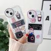 Transparent Wave Edge Painted Silicone Case for iPhone 15 14 13 11 Samsung A14 A24 A34 A54 Xiaomi Redmi Note 10 11 12 Funda Milk Tea Bear Girl Cover