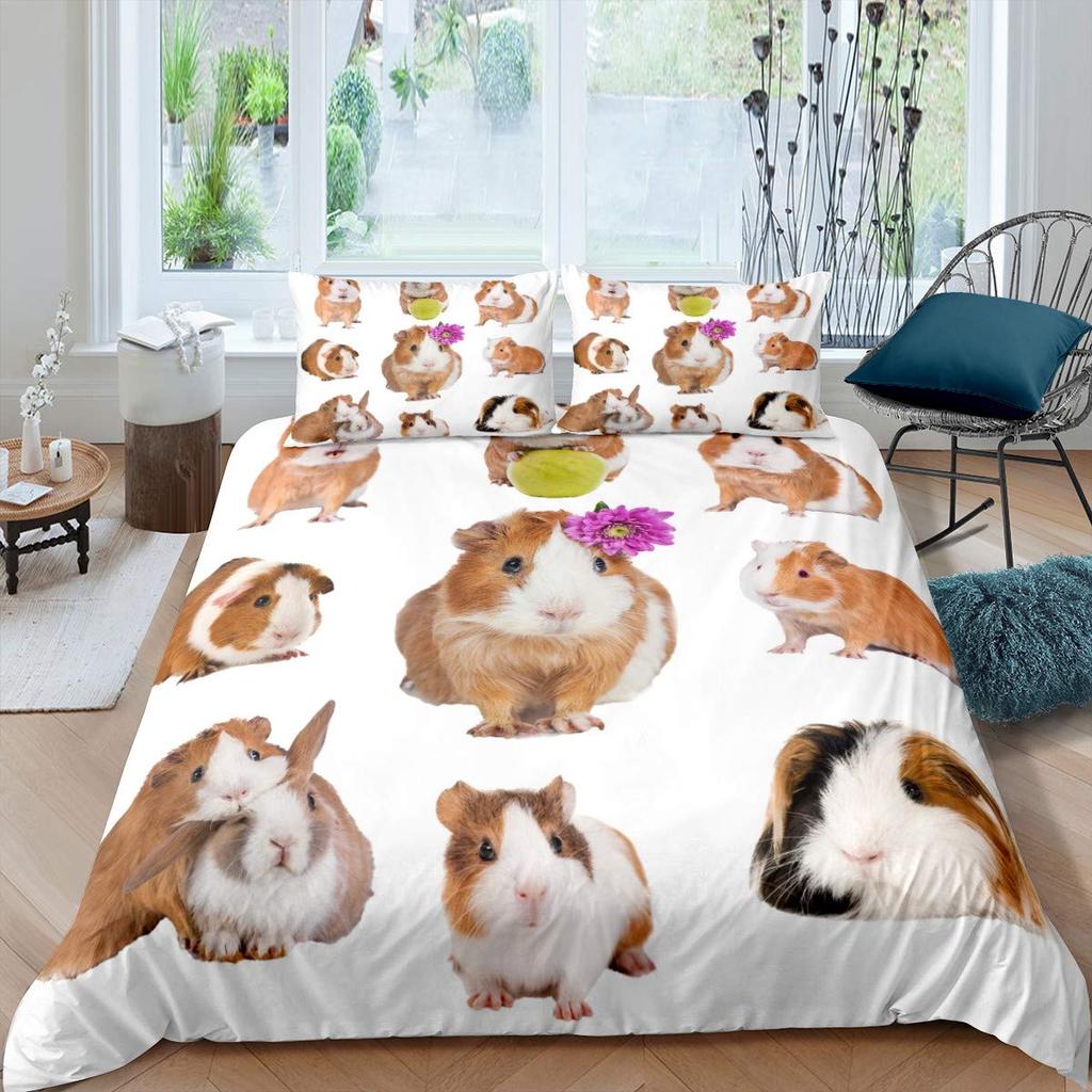 Комплект постельного белья для морской свинки Пододеяльник с животным принтом для детей мальчиков девочек Покрывало Коллекция дикой природы для спальни 3 предмета Полный размер