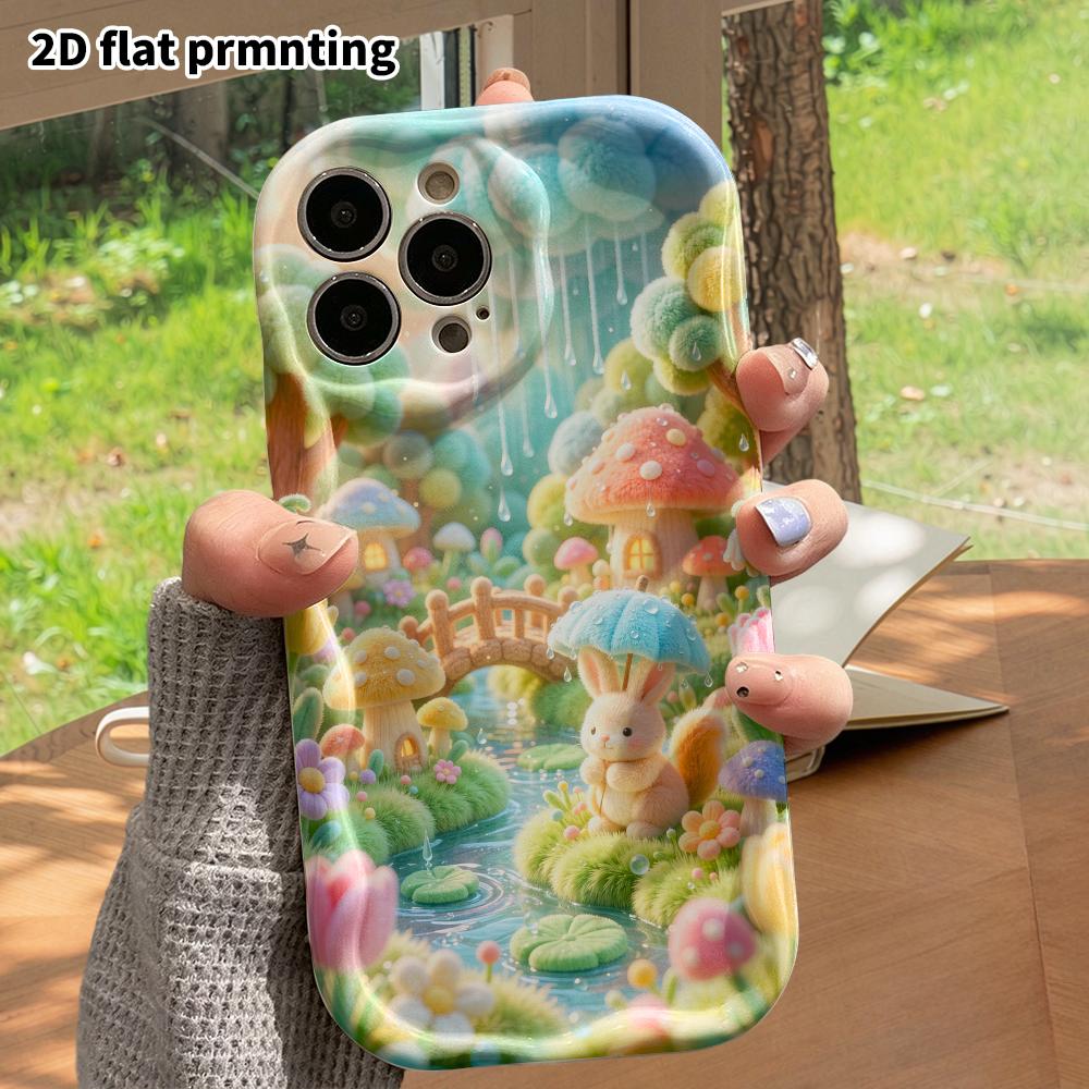 Phone Case: 2D flat, suitable for iPhone 18 17 16 15 14 13 12 Pro, Mushroom Forest in the Rain, perfect Christmas and Halloween festival gift