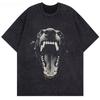 Streetwear Beast Rottweiler Dog Vintage Black Washed T-Shirt Punk Gothic Loose Harajuku Top Oversize Yk2 Tee Unisex