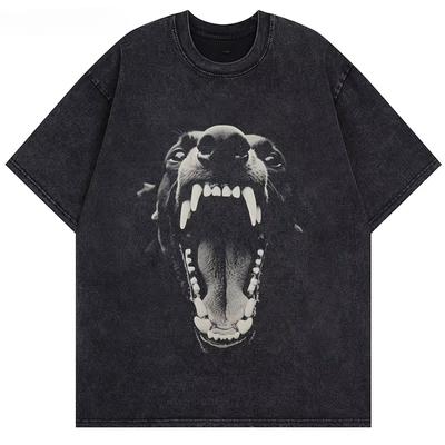 Уличная одежда Beast Rottweiler Dog Vintage Black Washed T-Shirt T-Shirt Punk Gothic Loose Harajuku Top Oversize Yk2 Tee Unisex