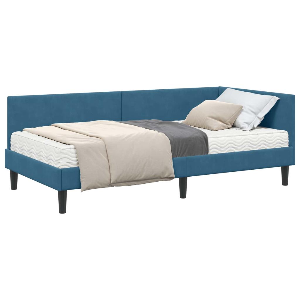 Corner Bed Frame with Mattress Other 2 pcs Blue Velvet