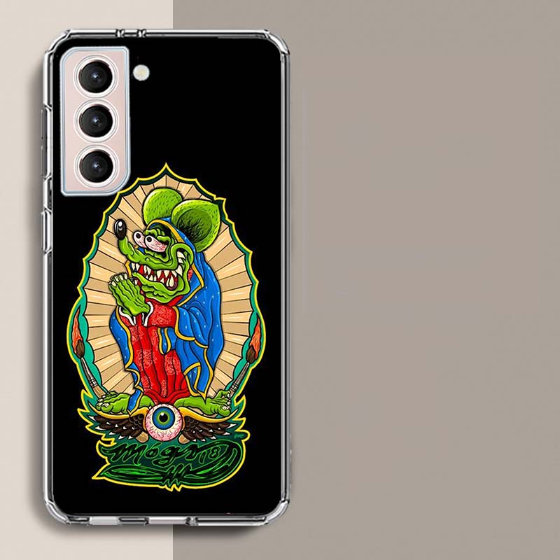 Surf Cool Rat F-Fink Phone Case For Samsung A16 A26 A36 A56 A17 A15 A25 A35 A55 A14 A24 A34 A54 A04S A05S Galaxy Note 20 10 9 8