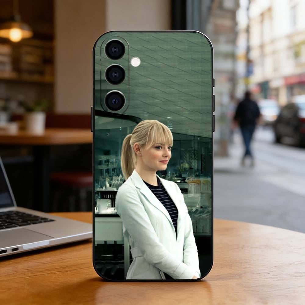 Emma Stone Phone Case For Samsung Galaxy A73,A72,A71,A70,A53,A52,A51,Soft Silicone Black Cover