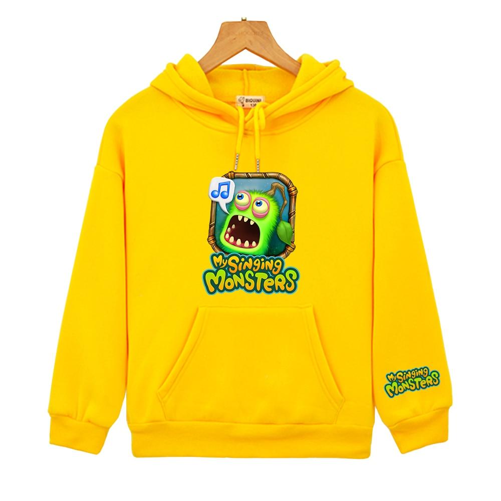 Толстовки с героями мультфильмов «Мои поющие монстры», зеленые детские толстовки с графическим принтом, флисовые пуловеры с капюшоном для мальчиков и девочек, толстовки с капюшоном для мальчиков, толстовки для девочек