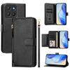 For Motorola Moto G15 4G Case Zipper Pocket Multiple Card Slots Leather Phone Cover