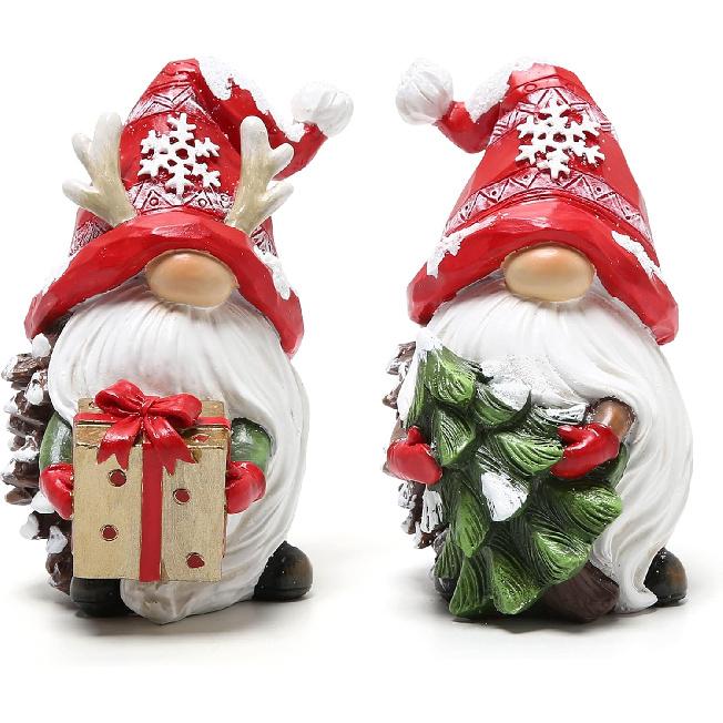 Hodao Christmas Resin Gnomes Handmade Christmas Resin Gnomes Holiday Present, Winter Table Christmas Tree Decorations Indoor and Display on Mantel or
