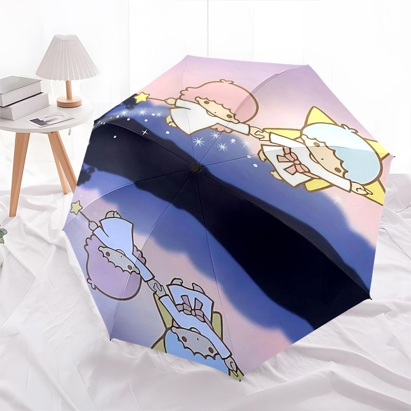 1pc Little Twin Stars Outdoor Umbrella - Automatic Opening/Closing, Foldable Design, Iron Frame, Festival Gift for Fans, Travel & Daily Use.R029