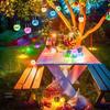Set of 3 Colorful Solar Crackle Glass Ball Hanging Lights