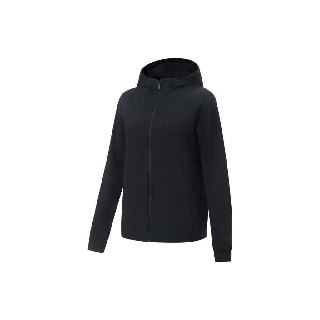 Li-Ning Fitness Series Solid Color Hooded Sweatshirt Women Sweatshirt Black AWDT520-2
