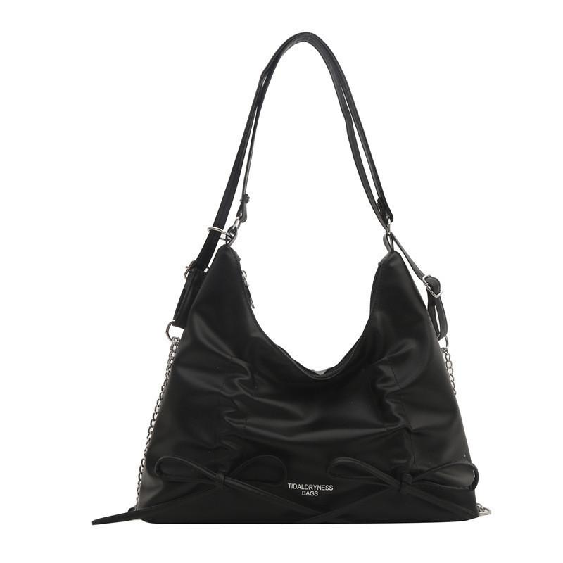 Fashionable Butterfly Bow Large Capacity Shoulder Bag 2024 Spring New Korean Style Street Trend Pu Tote Bag